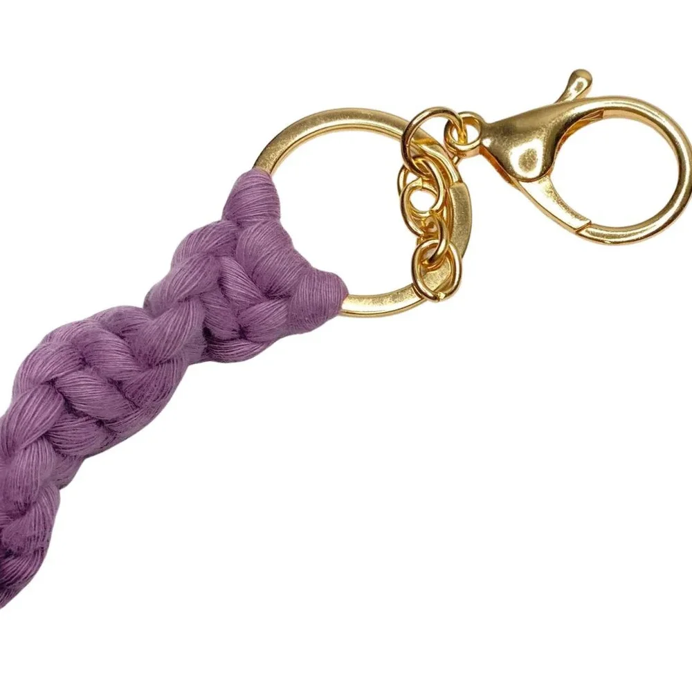 Macrame Key Chain Keyring Purple - Picture 2 of 2